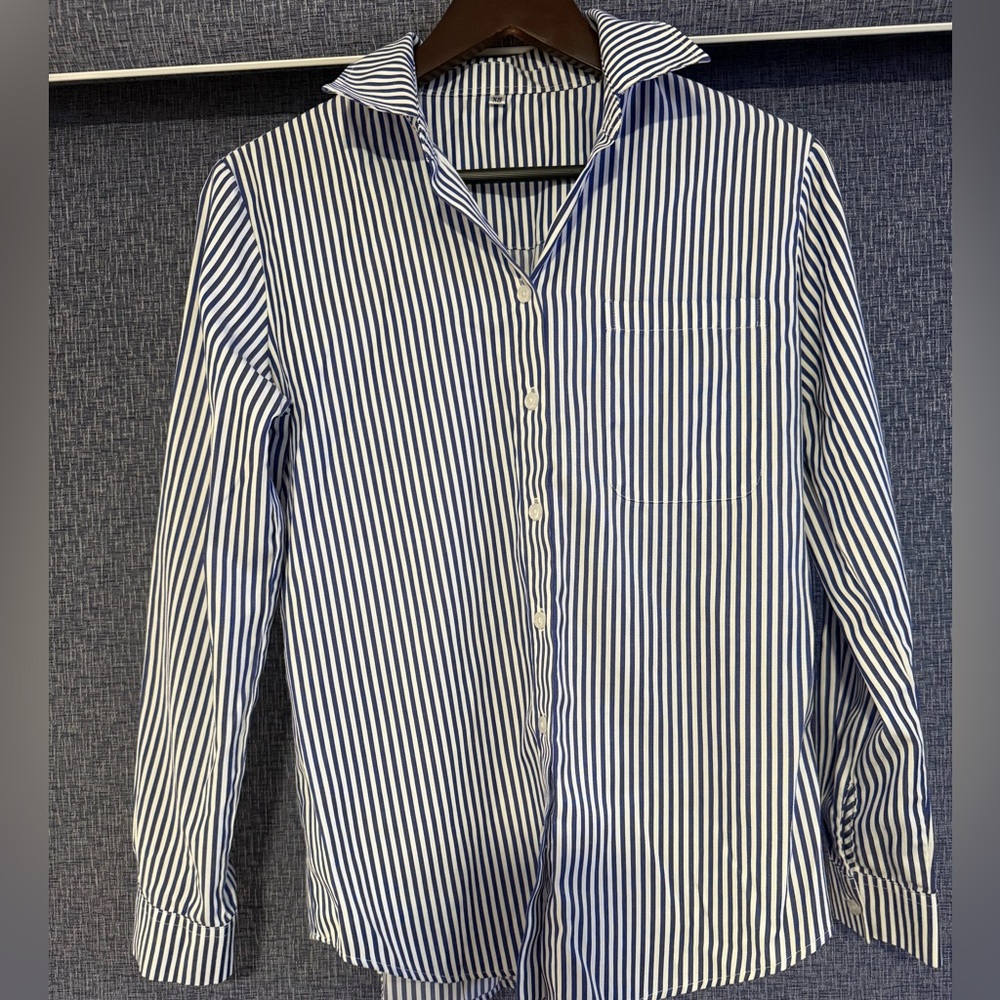 Blue & White Striped Button-Up Shirt